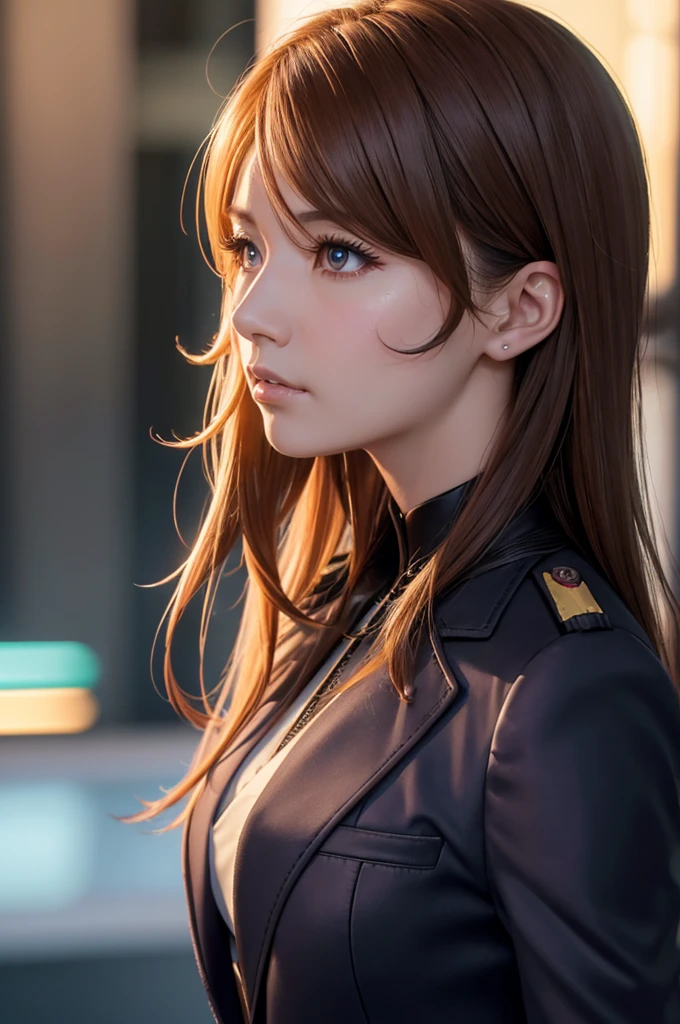 Close-up of a woman in a suit, Medium close-up ( micro ), 8k art gel bokeh, Vojtek Fuss, ig model | art gel , Lostrun 8k, by ruan jia and stanley art gel , Jason Chan, like in the movie . Ren Jun, Jan J, Yangjun Cent