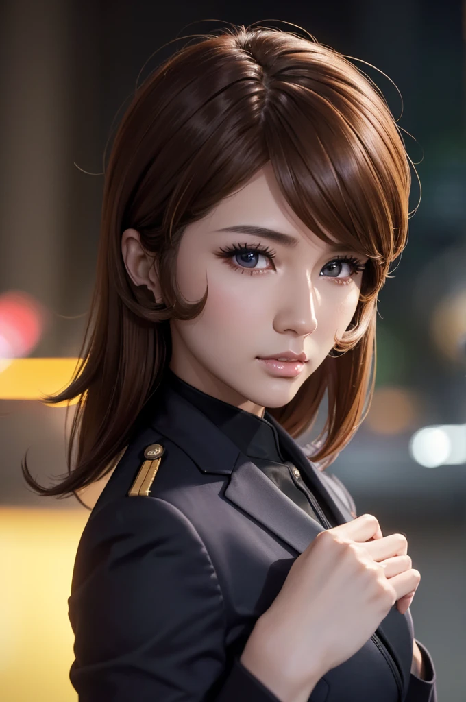 Close-up of a woman in a suit, Medium close-up ( micro ), 8k art gel bokeh, Vojtek Fuss, ig model | art gel , Lostrun 8k, by ruan jia and stanley art gel , Jason Chan, like in the movie . Ren Jun, Jan J, Yangjun Cent