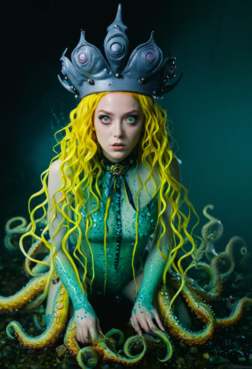 8K, ARTISTIC photogrAphy, best quAlity, mAsterpiece: 1.2), A (potrAit:1.2) witch BLOOD Toon Doll Cthulhu police QUEEN, EYES, CYAN many octopus style tentacles, full body RAW candid cinema, yellow hair, 16mm, color graded portra 400 film, remarkable color, ultra realistic, sad admosphere, dark lighting, oppressive atmosphere, depressive colors, kodak portra 400, photograph,r, Natural Light, Pinhead lighgts, blur reflection, Brush Strokes, Smooth, abstract, Splatter, Oil On Canvas, rainbow colors, fractal isometrics details bioluminescens : a stunning realistic photograph of wet bone structure, 3d render, octane render, intricately detailed, titanium decorative headdress, cinematic, trending on artstation | Isometric | Centered