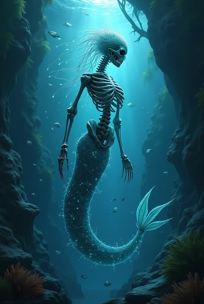 A skeleton mermaid