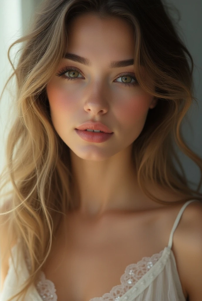 Photo of a 20-year-old European woman, .primitive, Beautiful woman, (extra long wavy blonde hair), ((sportrait)), ((Detal Face:1.2)), ((Detailed facial featureine fine skin), Pale skin, , Wrapped in sheets, room environment, Lie down in bed, (cool colours), soggy, soggy, Reflectors, (masutepiece) (perfectly proportions)(photograph of-realistic)(Best quality) (A detailed) Shot on a Canon EOS R5, Spring 50mm, f/2.8, NFFSW, (8K) (Wallpapers) (Cinematic lighting) (Dramatic lighting) (foco nítido) (复杂) Moda, from the above
