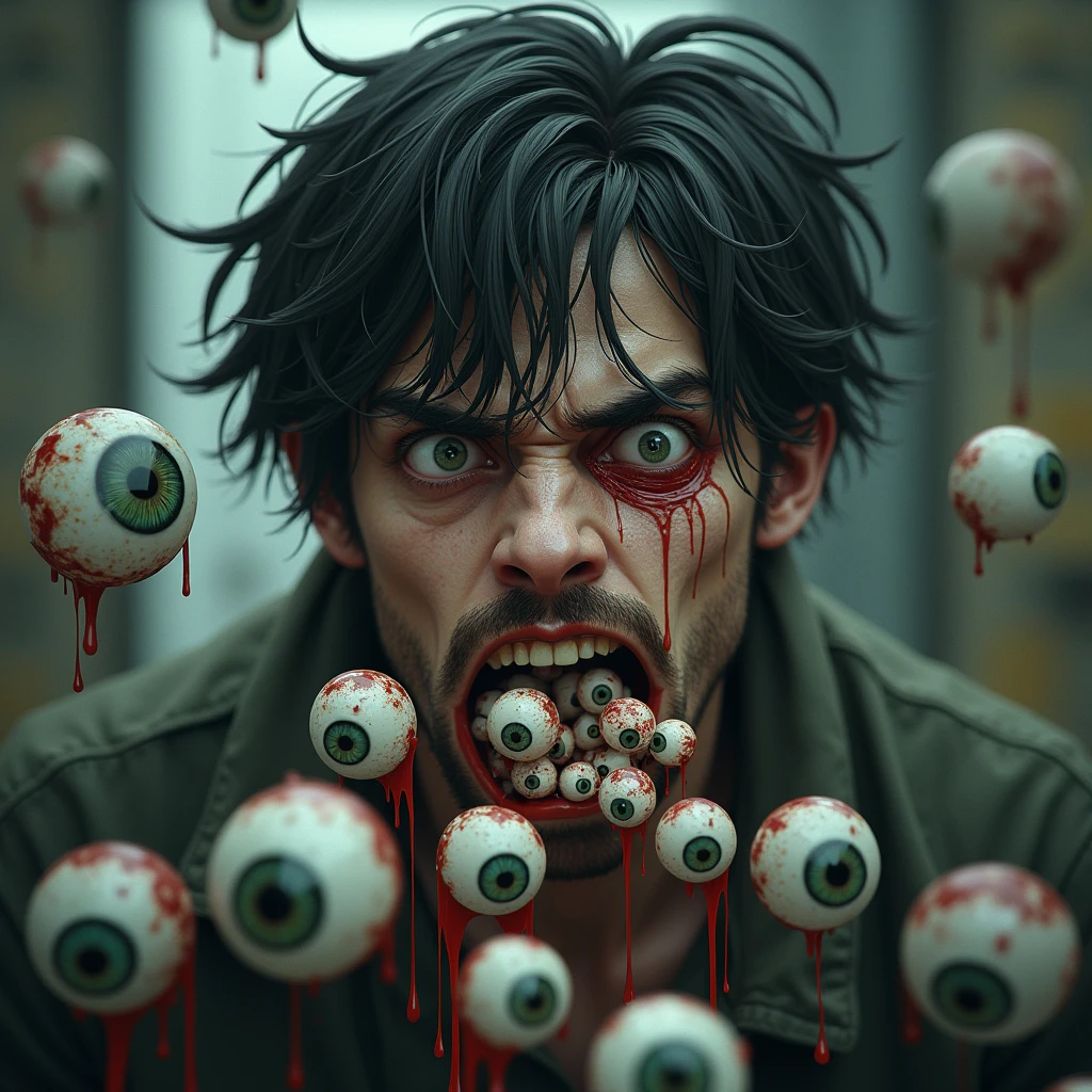 horror inside eyes explosion, madness atmosphere