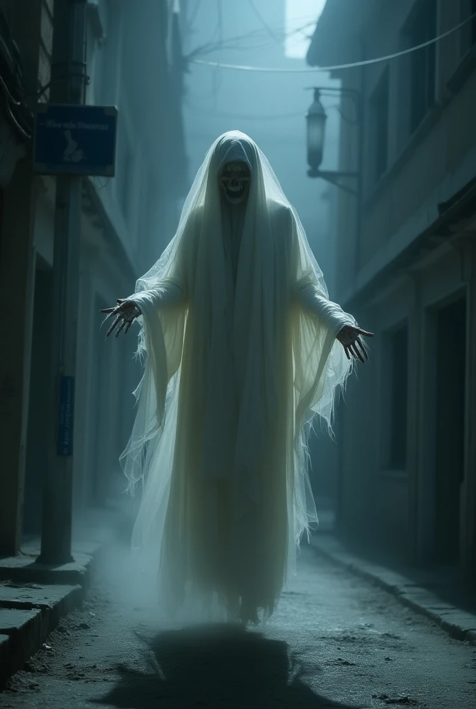 horror artwork, awe, best qualityer, work of art, ultra high resolution, (photorrealistic:1.4), Action shot of terrifying ghost chasing after the viewer, dynamic racing, in a decrepit underground tunnel in Hell, nasty, white gown, enervante, disturbing, terrifying, 80mm, Horror lighting, dynamic action 