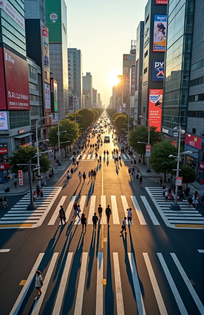 live-action、 real、Aerial photography、 Shibuya Scramble Crossing、sunny