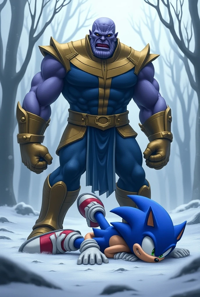Sonic,silver and shadow fighting thanos