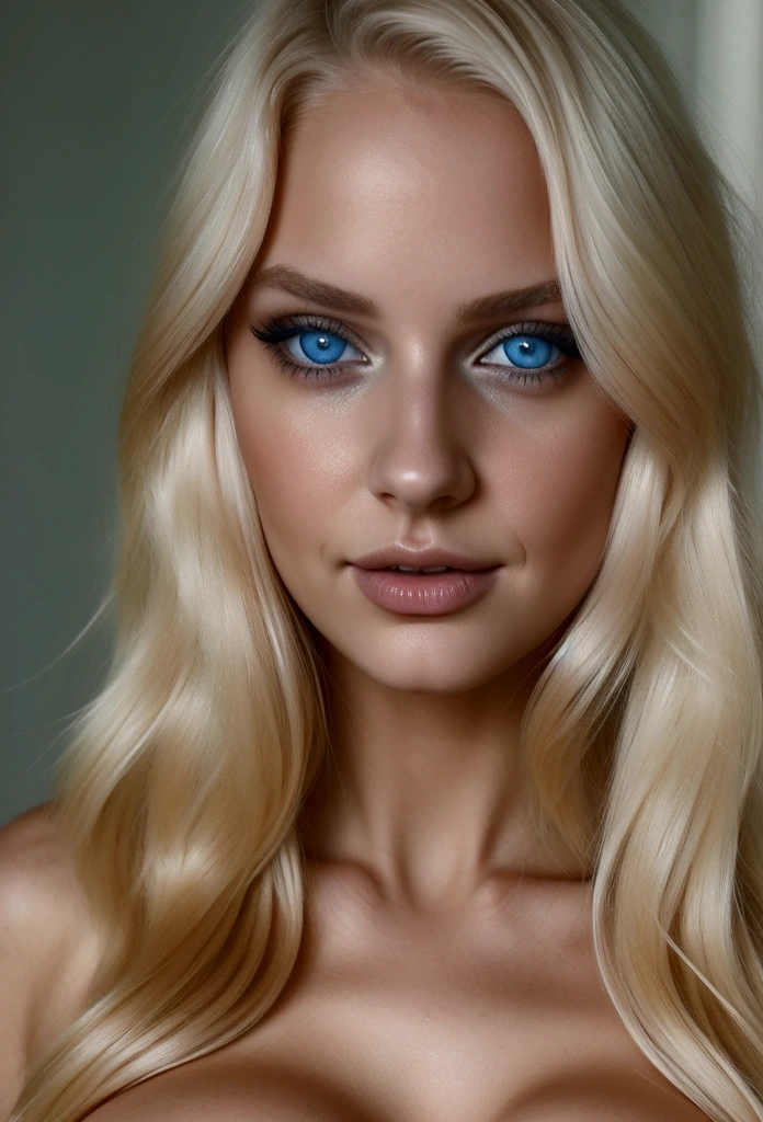 a cute blond woman with light blue eyes, 90C breast size, big boobs, tied up, beautiful detailed eyes, beautiful detailed lips, extremely detailed eyes and face, long eyelashes, photorealistic, 32k, ultra-detailed, professional photography, cinematic lighting, dramatic shadows, moody lighting, dramatic contrast, vibrant colors, photon mapping, full body picture 