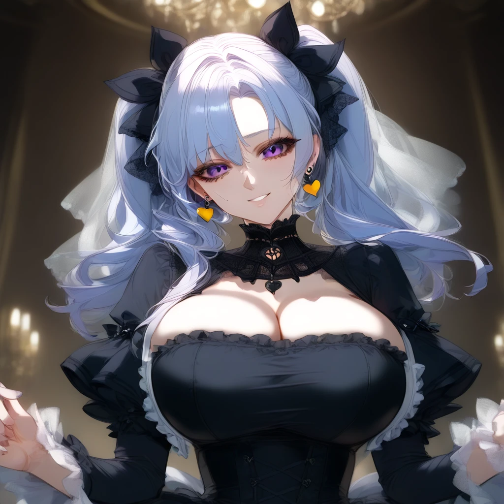 ((Best Quality、masterpiece、16k))、 anatomically accurate 、 very detailed、 high resolution on down、 very detailedな顔、 Clear Face 、A well-defined nose、 intricate detail 、 Movie Lighting、(((Big Breasts:1.7)))、 Luxurious and Beautiful Gothic Lolita Dress、Subtle Smile 