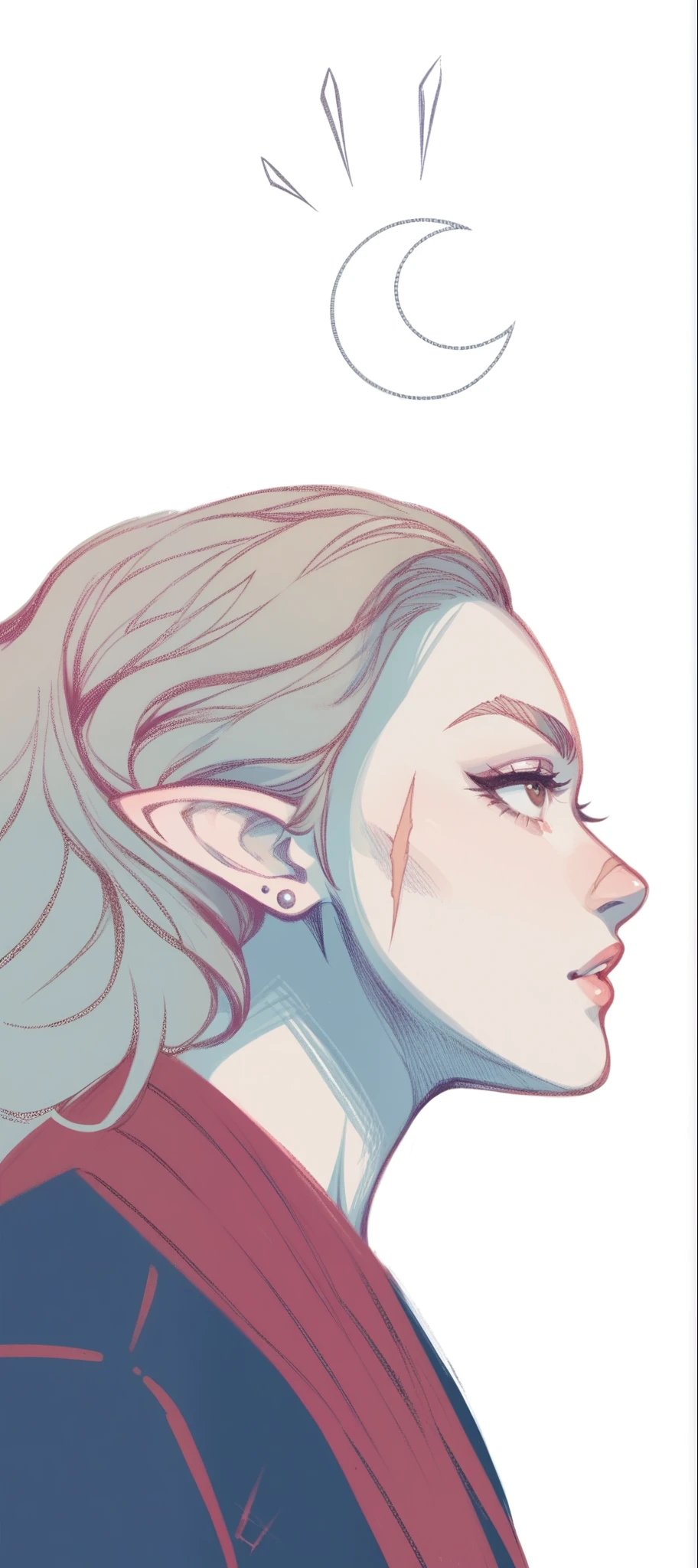 1girl, RPG character, A highly detailed, best quality, RPG style, conceptual art, character sheet, gorgeous girl, she elf, Black medieval tunic, black leggings, brown hair, pale fair skin, brown eyes, paper roll, parchment, color grid, scars, piercings, lean and tall, score_9, score_8_up, score_7_up