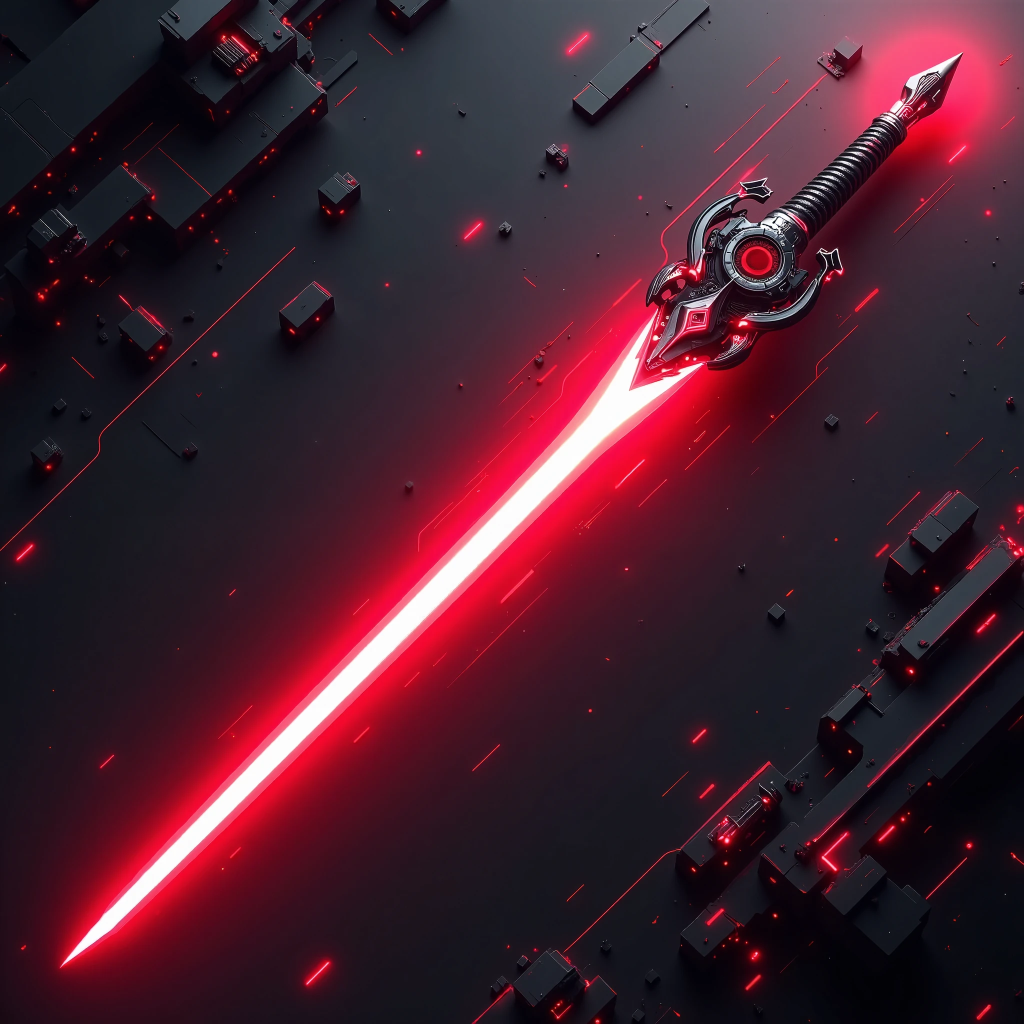 (masterpiece:1.2, best illustration,Super detailed),(Cyberpunk sword design drawing based on red:2.0),(Beam sabre:2.0),(Lightsabre:2.0),(The background is an abstract cyber space :2.0)