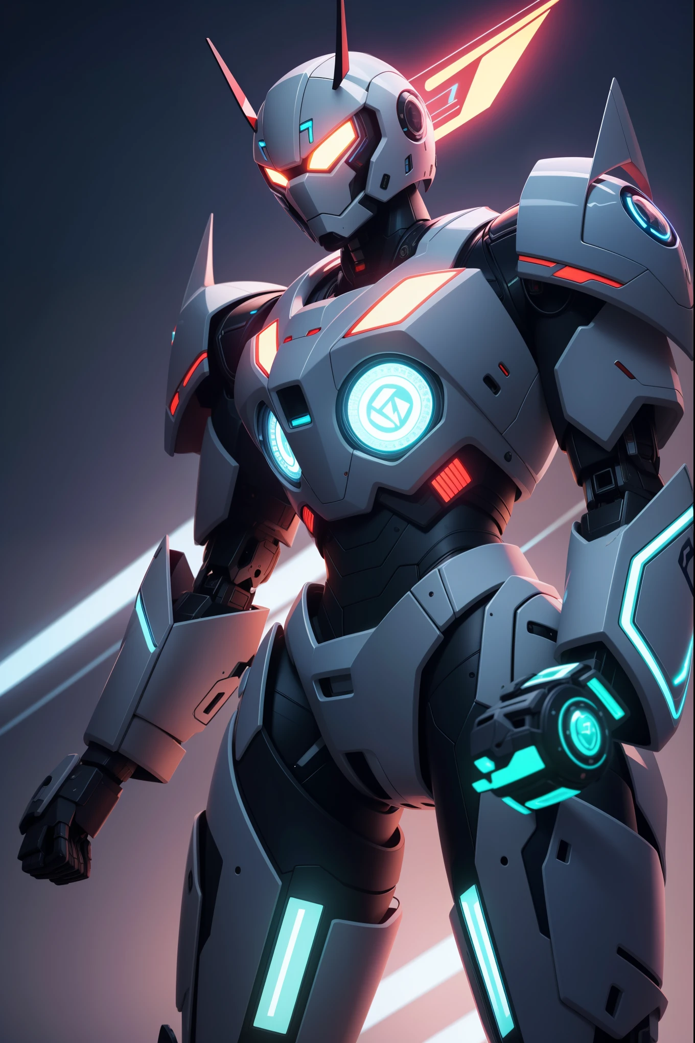  Cyber-punk style, bright neon Mecha, centered, masterful technique, bioluminescent outline, highly detailed, smooth, sharp focus, illustration, approaching perfection, intricate details, ultra-high definition, 8k resolution 