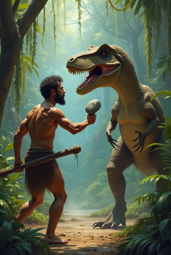a group of primitive humans, one holding a knife, cutting meat from a dead sleep big giant t-rex. Tilt shift photography. , detailed anatomy, detailed clothing, intricate details, highly detailed, award winning, masterpiece, 8k, photorealistic, dramatic lighting, moody atmosphere, earthy tones, gritty texture, rugged, realistic, cinematic.