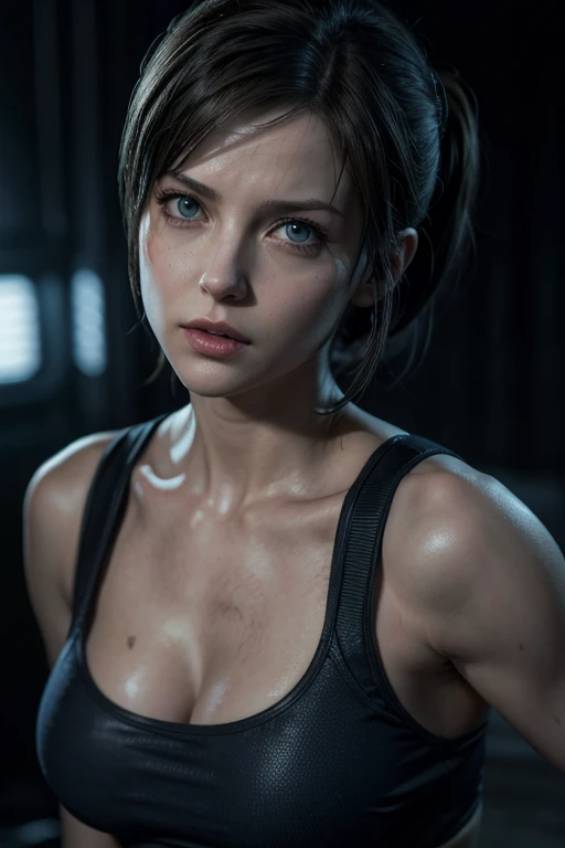 Resident Evil's Ada Wong in a swimsuit while Claer Redfile dances in a vikini
