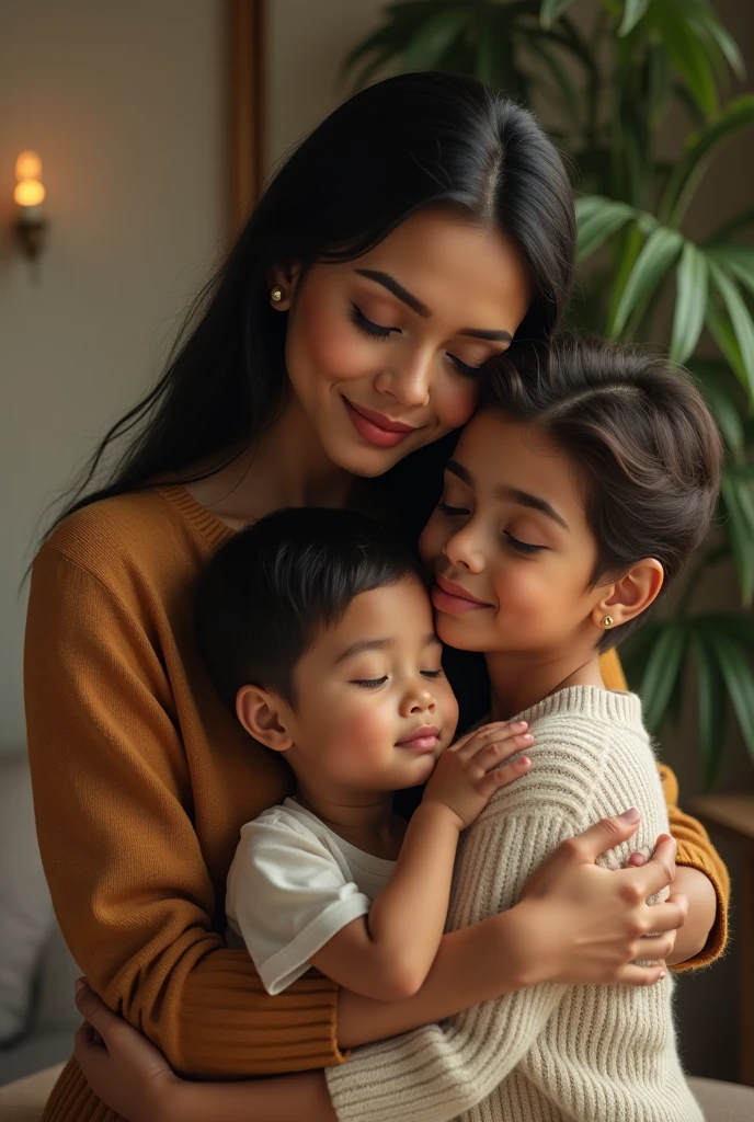 Single mom with her daughter buying a sofa