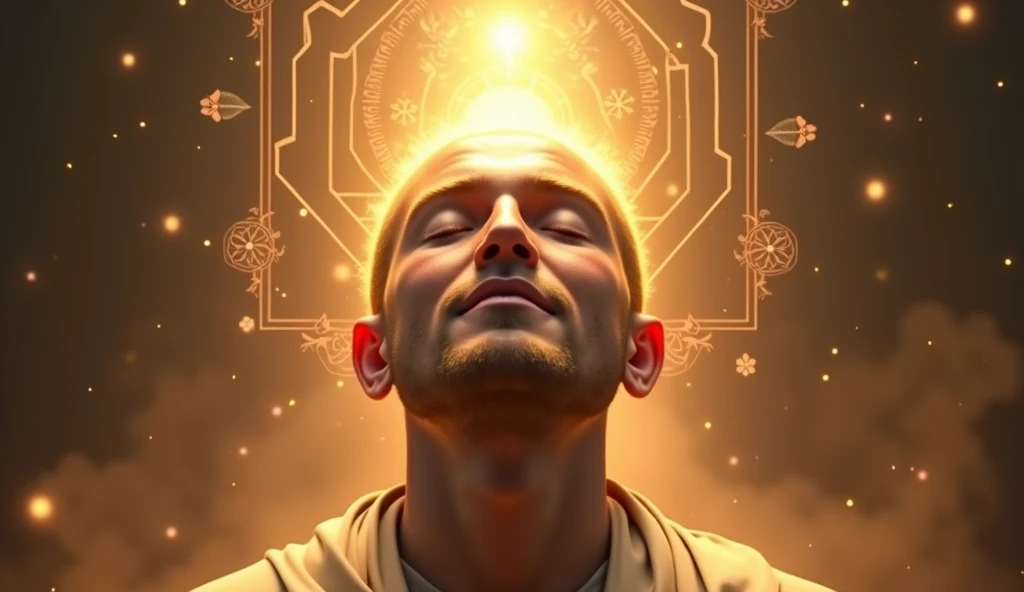 create the image of saint antonio a very handsome bald young man