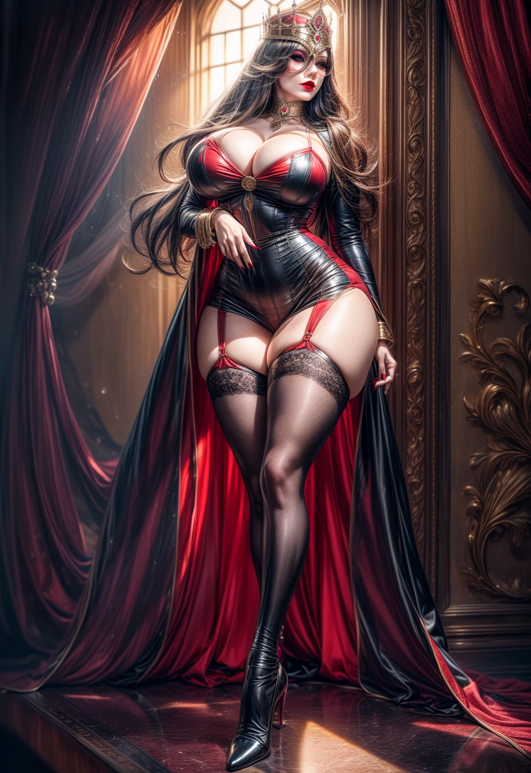 ((Full body portrait:1.4)), from below, demoness, full body portrait, kendralustlora, succubus, day of the dead facepaint and bodypaint, scary detailed art in color, aroused slutty expression, busty, curvy hips, sexy, alluring, erotic posing with open legs, lowleg panties, highly detailed fantasy art, beautiful fantasy art portrait, intricate detailed digital art, highly detailed digital painting, digital art fantasy art, mark brooks detailed, detailed fantasy digital art, amazing detail digital art, close-up portrait demoness skull, by Todd Lockwood, liquid metal girl