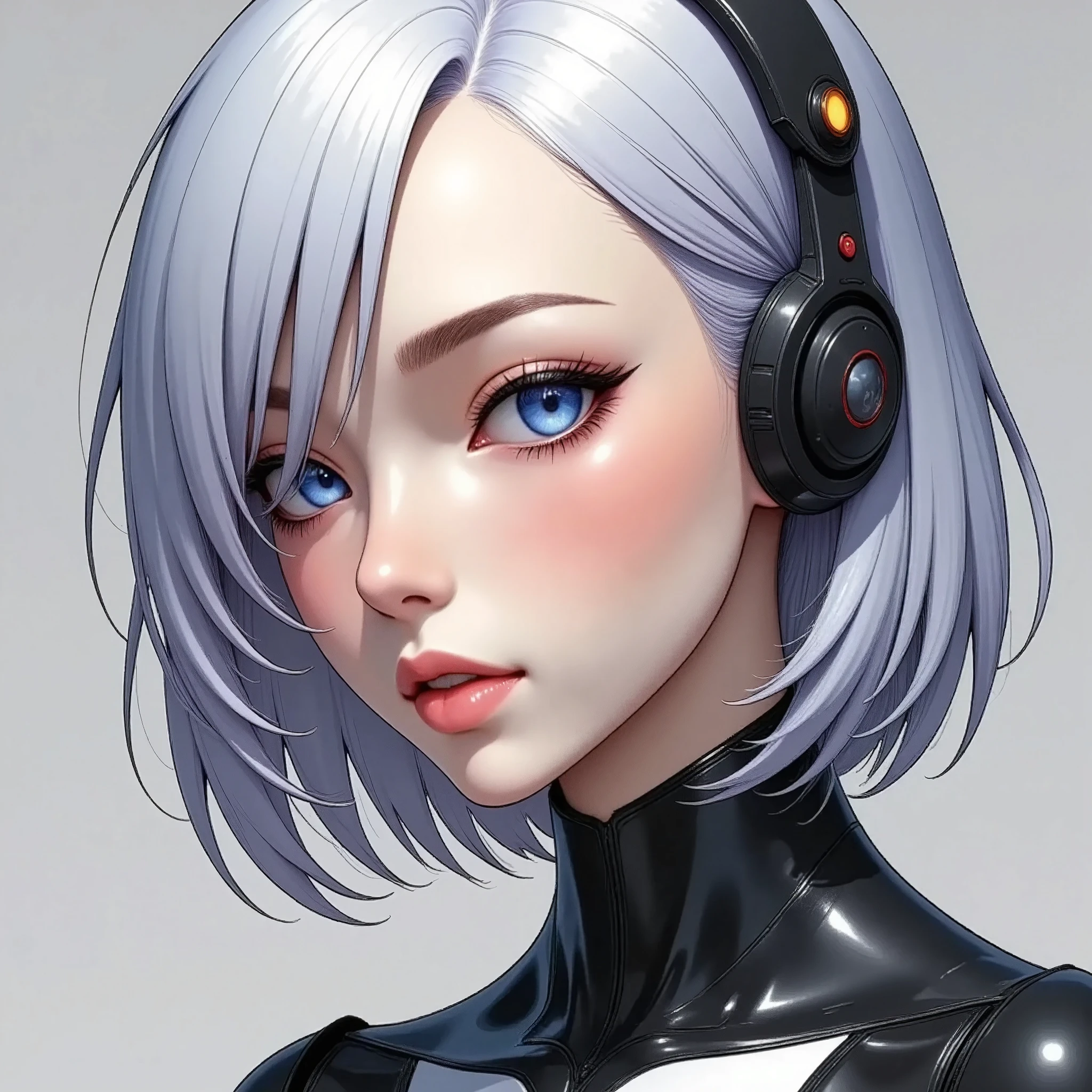 (masterpiece:1.2,Outstanding quality,Milonish, Cinematic Experience,Super detailed), best illustration,8k,wallpaper,( cyberpunk :2.0)(Semi-realistic female android design:2.0),( face up :2.0),( super sexy:2.0),(Beautiful and shining eyes:2.0),( detailed skin texture from fingertip correction:2.0)