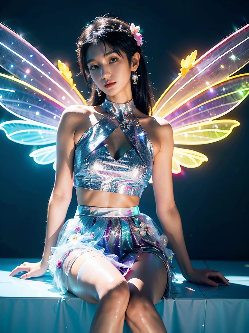 
 avatar
Unreal Grafix 5
Same paragraph
Reminder
reproduced
4K Ultra HD， masterpiece，  a girl ， Good face ，  meticulous eyes， Delicate lips， Flower fairy， Big Wings，  transparent wings ，  neon， （Galaxy Background：1.5）， （Floral Skirt：1.8）， （Silver dress：1.5）， In Heaven， Sitting，