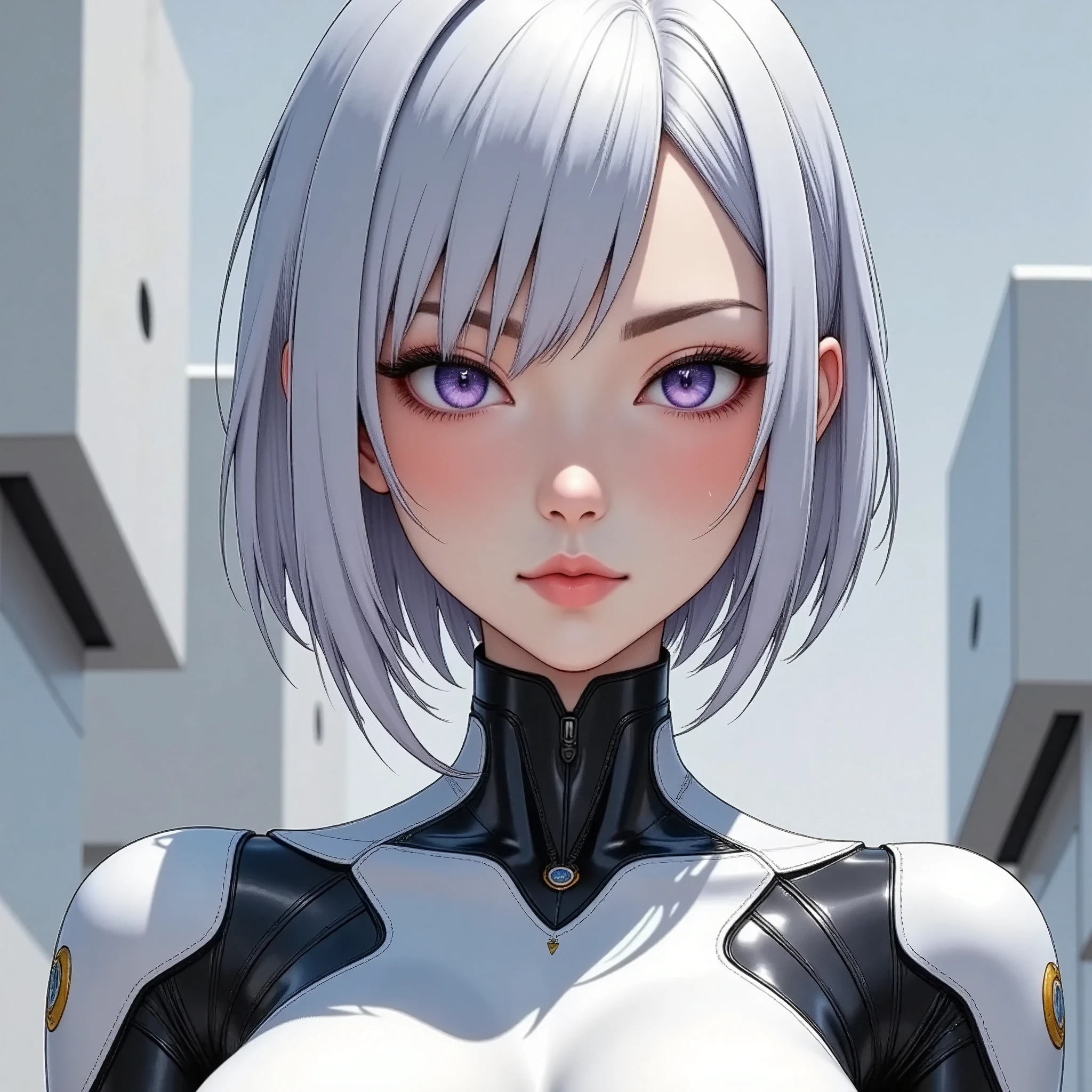 (masterpiece:1.2,Outstanding quality,Milonish, Cinematic Experience,Super detailed), best illustration,8k,wallpaper,( cyberpunk :2.0)(Female android design:2.0),( face up :2.0),( super sexy:2.0),(Beautiful and shining eyes:2.0),( detailed skin texture from fingertip correction:2.0),(front)