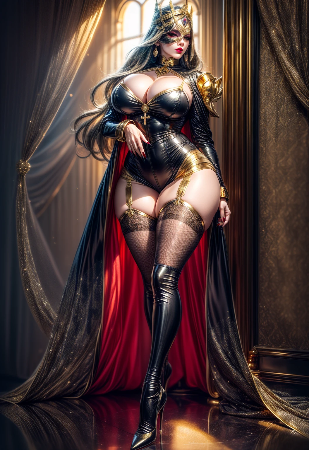friedrich der grosse (azur lane:0.5), saggy breasts, army outfit, full body, (standing), indoors, outdoors, modelshoot style, masterpiece, detailed, high quality, sharp focus, dramatic, photorealistic painting art, pose, expression, legs, (extremely detailed CG unity 8k wallpaper), professional majestic oil painting by Ed Blinkey,