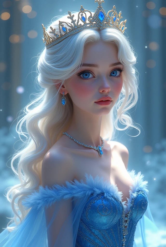 una imagen de dibujos animados de una mujer con un vestido azul, un retrato de personaje de Artgerm, Ganador del concurso Artstation, fantasy art, extremely detailed artistic germ, princesa de pelo rubio, fanart exquisito muy detallado, estilo artgerm, ! dream art germ, ((a beautiful fantasy empress)), hermosa elsa, retrato de elsa de arendelle