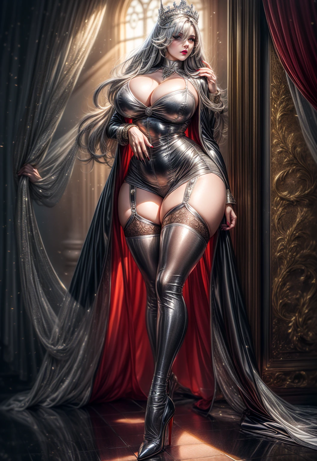 sexy Vampirella wearing a deep red V swimsuit, Night in the cemetery, oily and shiny skin, fit and athletic body, Slutty, perfect hands, detailed hands, perfect eyes, Detailed eyes, Glamour, sexy, big Realistic, HDR, UHD, Dynamic, Front view, dark outside. moonlight, ((thick legs)) (((muscular legs))), ((voluminous breasts)) ((large breasts)) (((large breasts))), 8k all details clearly. vector image, perfect muscle sculpture. ((V-shaped swimsuit: 1.1)), Long hair, full moon, bats in the sky, skyporn, Raise one hand, Flying pose, muscular: 1.1, strong leg: 1.1, Muscular woman: 1.1, ((work- prima) ), ((best quality)), hd, Cinematic, realistic, Best quality: 1.1, masterpiece, full HD: 1.1, high quality digital: 1.1, CANON type photo: 1.1 full body, ((face of slutty)), sexy face, ((big ass)), semi-profile:1.1, big breasts:1.1, thick legs:1.1, strong legs, muscular legs:1.1,foreshortening, CARTOON_lady_death_bikini_ownwaifu,www.ownwaifu.com, angry, mascara, blank_eyes,long hair,breasts,white hair,makeup,colored skin,navel,lipstick,large breasts,wavy hair,white skin,lips,curly hair,red lips,very long hair,toned, narrow_waist, curvy,pale skin, thick_eyelashes, thick eyebrows, big hair, thighhighs,cape,cleavage,jewelry,earrings,garter straps,garter belt,gloves,piercing,red cape,blood,elbow gloves,armor,black legwear,collar,thong,black bikini,skull earrings, highleg, official art,extremely detailed CG unity 8k wallpaper, perfect lighting,Colorful, Bright_Front_face_Lighting,shiny skin, (masterpiece:1.0),(best_quality:1.0), ultra high res,4K,ultra-detailed, photography, 8K, HDR, highres, (absurdres:1.2), Kodak portra 400, film grain, blurry background, (bokeh:1.2), lens flare, (vibrant_color:1.2),professional photograph, (beautiful_face:1.5),