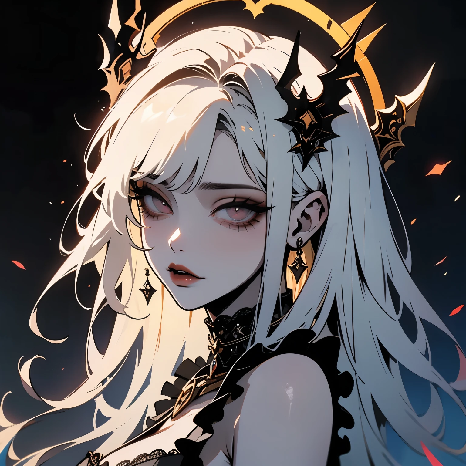 tmasterpiece,Portrait of an angel in prayer,Evil countenance,Three eyes,eye closeds,Black and white wings,A frame eroded by darkness and light