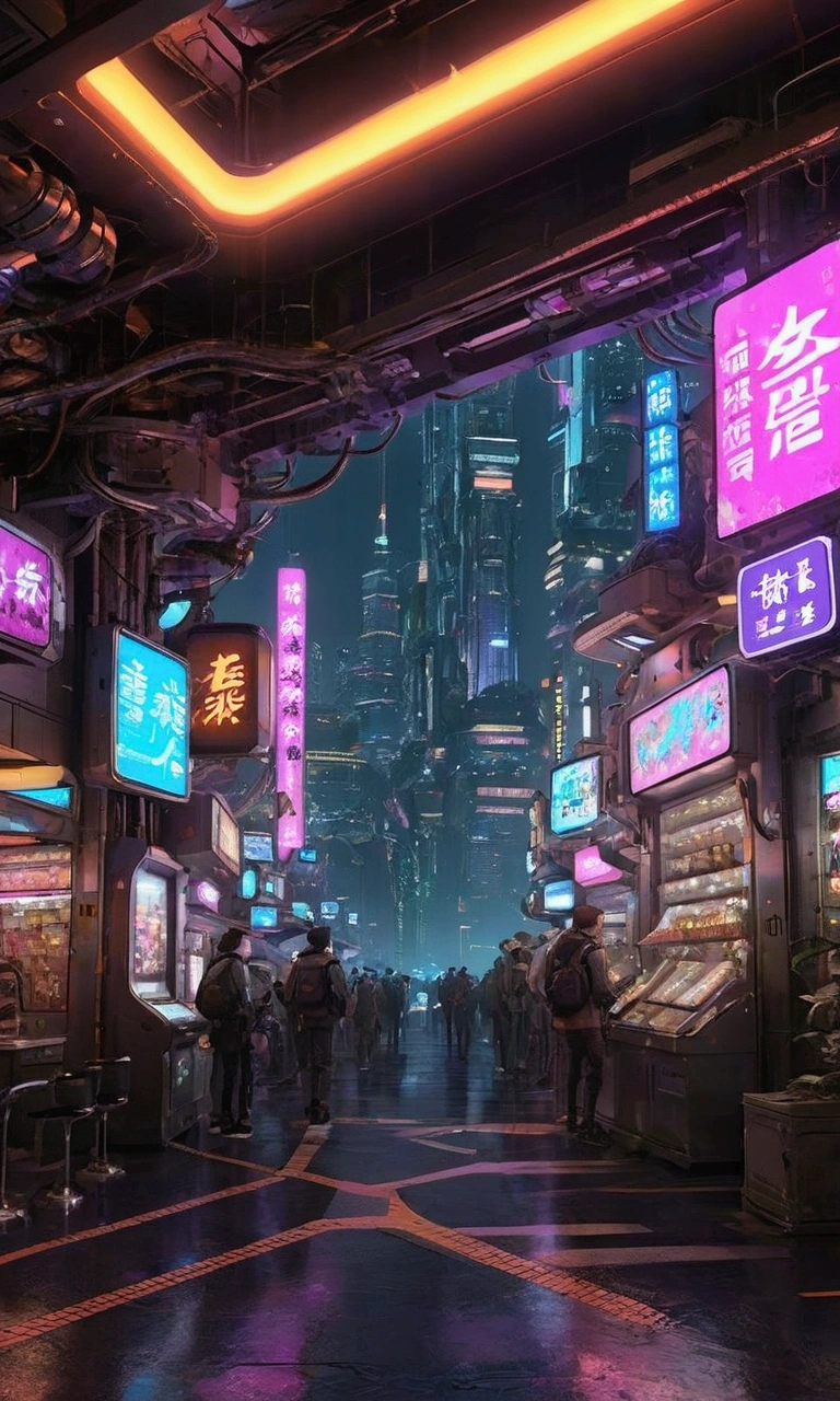 masterpiece, 最 high quality, Super detailed,  high resolution on down, high quality, High-quality images, Full HD, 8k,(Anime Style:1.3),  Future Cities 、mechanical life forms、 cyberpunk 、