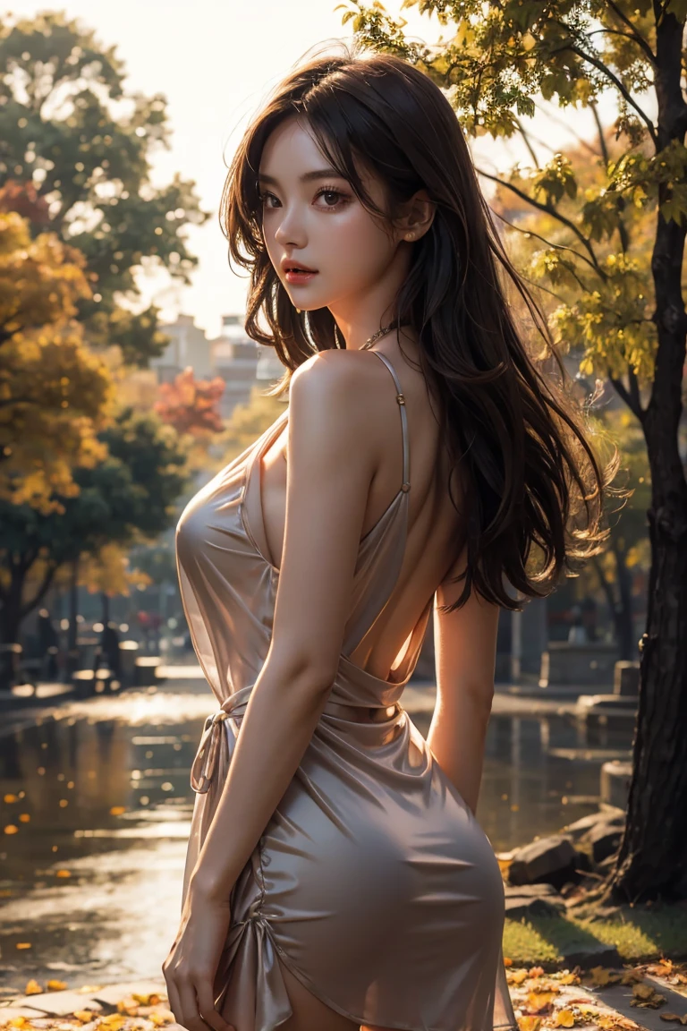 Evening: 1.7), Japan, Tokyo, seaside, beach, sea breeze, bare_shoulders, collarbone, sleeveless, Grey_dress, brown_eyes, brown_hair, braid, 1 girl, 20 years old, mature female, beautiful fingers, beautiful long legs, beautiful body, beautiful nose, beautiful character design, perfect eyes, perfect face, look up, NSFW, official art, extremely detailed CG Unity 8k wallpaper, perfect lighting, colorful, Bright_Front_face_Lighting, (masterpiece:1.0), (best_quality:1.0), ultra high resolution, 4K, super detail, photography, 8K, HDR, high resolution, absurd:1.2, kodak portella 400, film grain, background blur, bokeh:1.2, lens flare, (vibrant_color:1.2) (beautiful, large_Breasts：1.4）， （beautiful_face：1.5），（narrow_waist）， --auto --s2