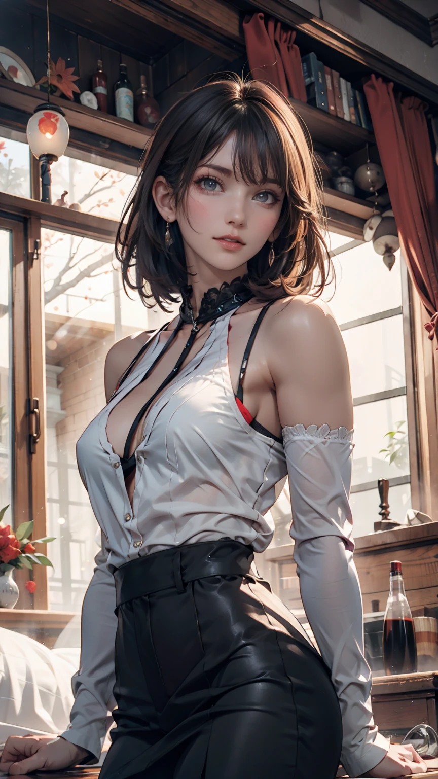 girl, Sweat, vapor, Center of chest, shy, Great hands, Looking at the audience, Cute Smile