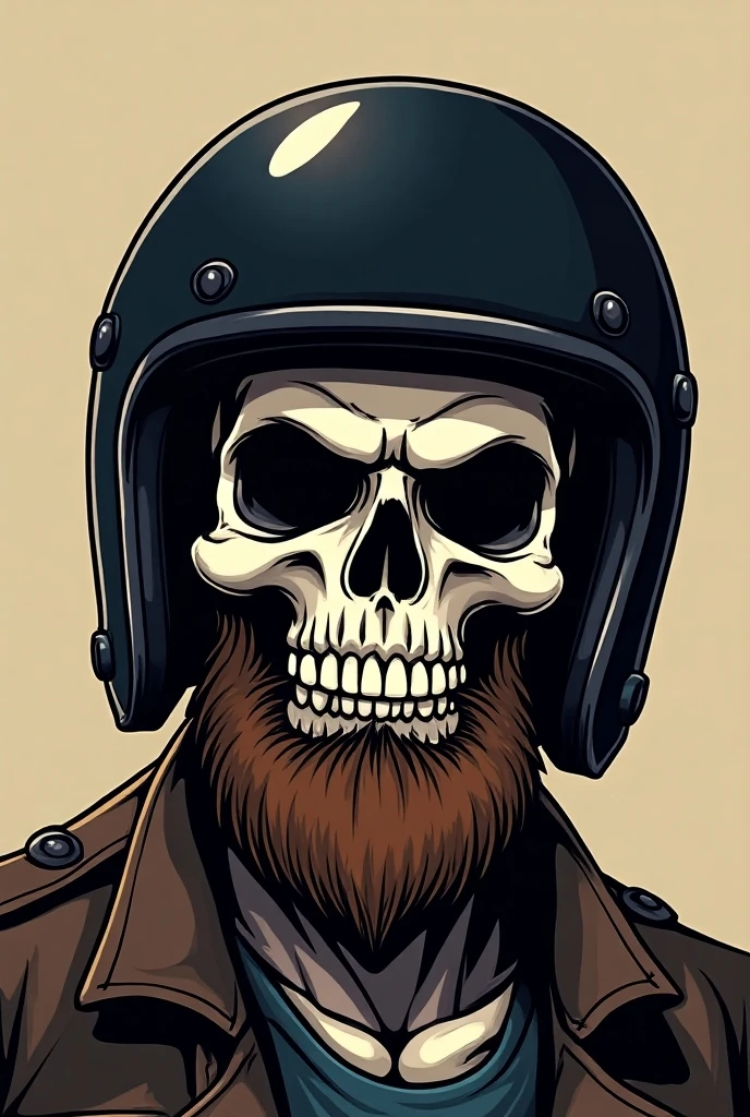 Vintage 50s ripped logo with sideways skull wearing motorcycle helmet