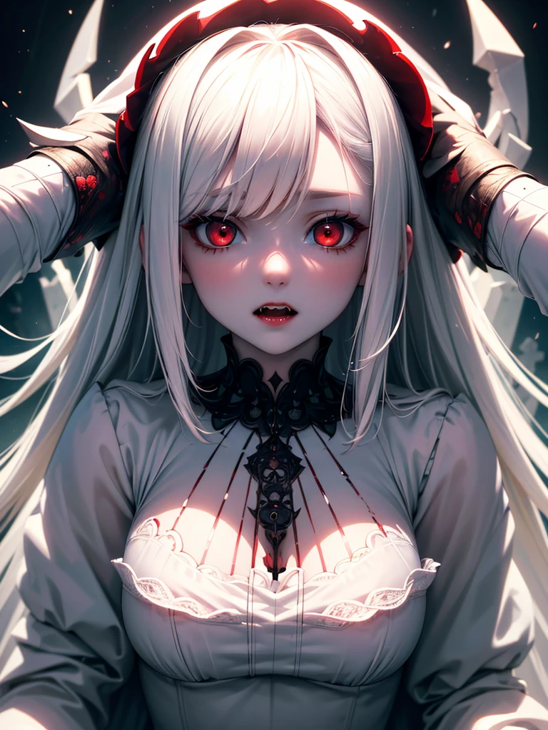 arrancar beautiful female from bleach with long hair, glowing black aura skin, red eyes, wearing sweatpants and a black shirt, detailed facial features, extremely detailed eyes and face, longeyelashes, 1girl, digital painting, highly detailed, intricate, hyper realistic, 8k, photorealistic, masterpiece, dramatic lighting, cinematic, moody, dark fantasy, dynamic pose, powerful, mystical