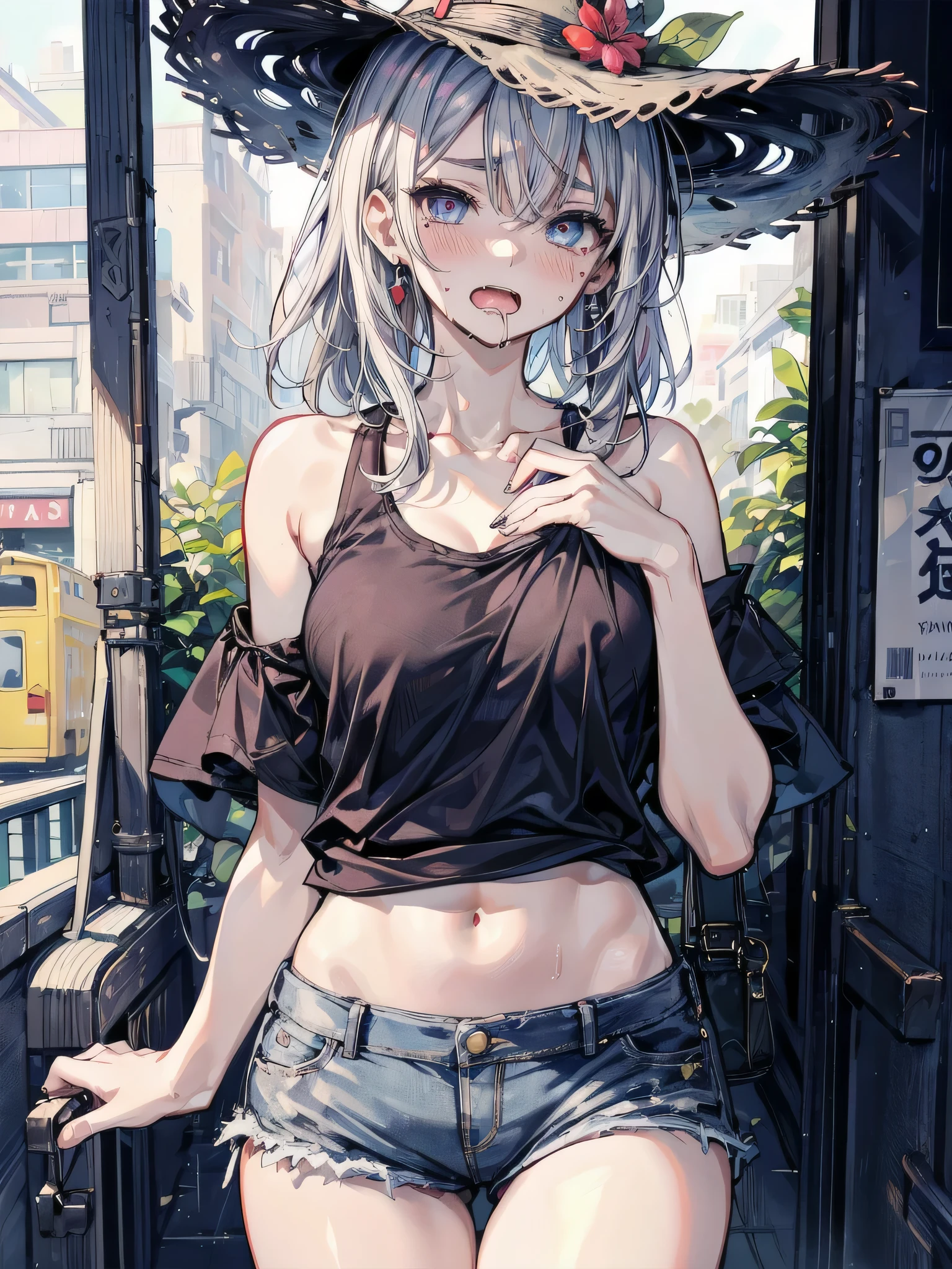 (((masterpiece))) ((( background : Horror Theme : dark backalley : At night : dark : Someone is stalking ))) ((( character : Ann: Healthy Body : Small breasts : Braided hair : Otaku : Wear glasses : white : Walking the alleys )))
