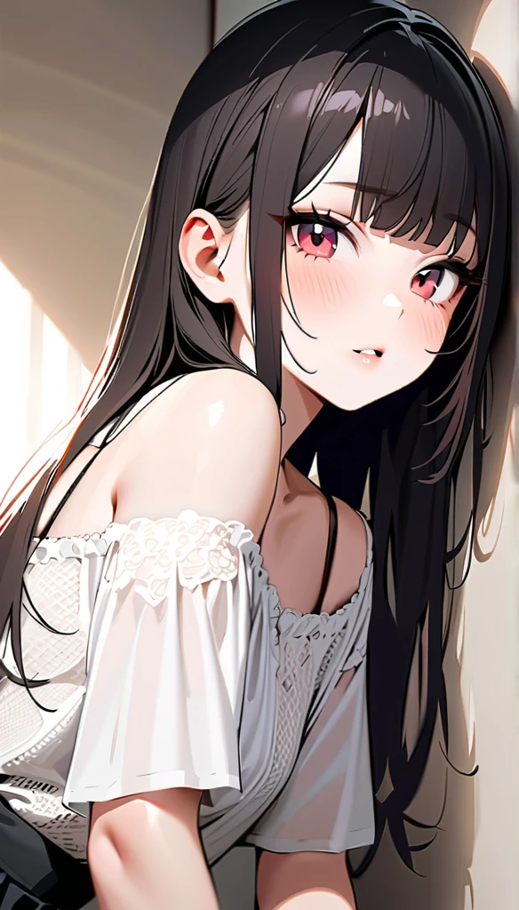 (Highest quality)), ((masterpiece)), (detailed), One woman,14 year old beautiful woman,Very sexy,Small breasts,Very small breasted beautiful woman,Beautiful Face,Beautiful teeth alignment,Beautiful body lines,Slender body,Beautiful Hands,Beautiful legs,Long hands,Long legs,Long and flexible hair,Shiny hair,Black Hair,No clothes,No underwear,Embarrassed expression,blush,Thin lips and half-open mouth,Beautiful shoulders,Beautiful collarbone、Sitting Woman,On the bed,arms up,Black collar,aroused,like facial,cum in hair,Leg spread,handcuffs,Shackles,Nude