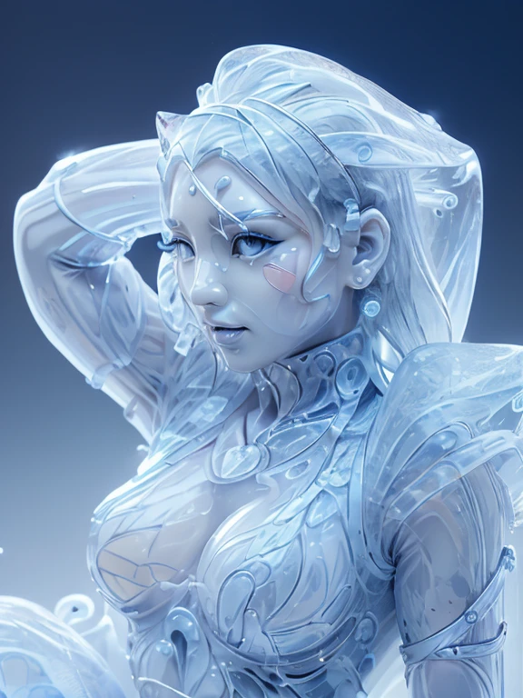 (((glowing blue eyes))), perfect face, perfect body, small breasts, ((pale skin)), ponytail, glowing circuitry under the skin