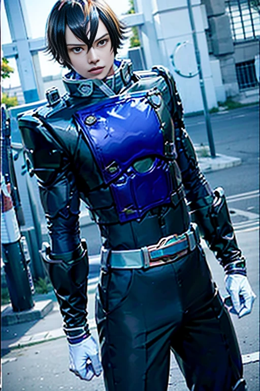 ( High-definition CG), (Best Quality), ( High-definition CG), (Best Quality),Suishinshi Masahideは体が美しい,  Power Rangers costume , Handsome and cool young man ,Age 18 years old sensual appearance,   Crotch Bulge 