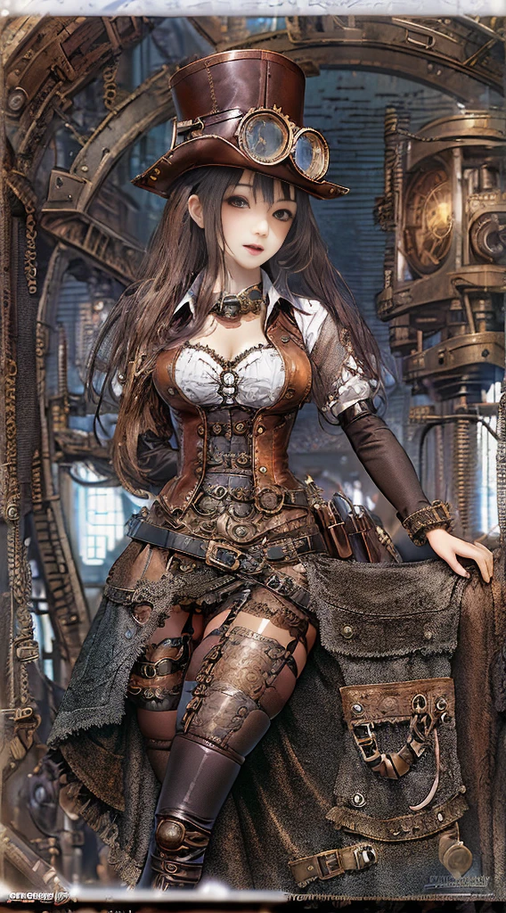 "(woman in steampunk clothes, white skin, light brown hair, glasses, some mechanical parts, smiling at a scrap spider):1.2" --auto