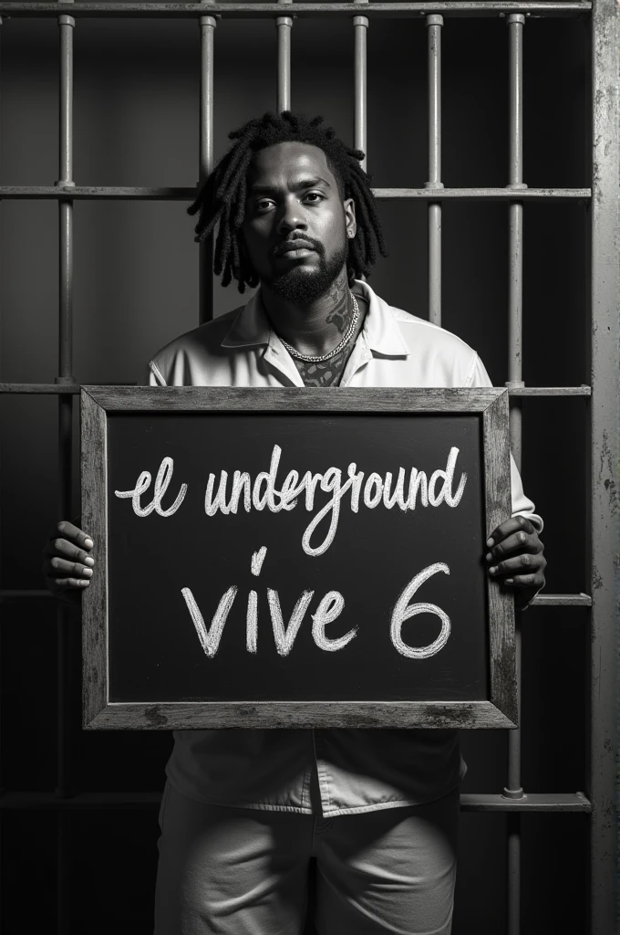 Bar For Bar Rapper A rapper behind bars showing a blackboard with the text in Spanish that ...