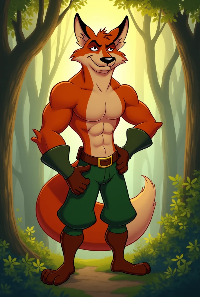 Antecedentes detallados,
solamente, Anthro, masculino, Zorro, Robin Hood \(Disney\), piel naranja,
canino, digitigrade,
tunic, tiene,
sentada, en la sucursal, macho musculoso, ABS de tabla de lavar, big muscles, big biceps, Brazos fuertes