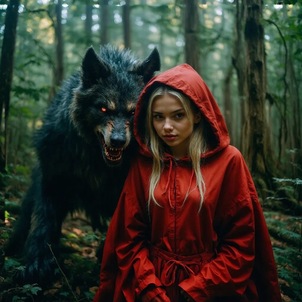 a surreal dream where little red riding hood loses her innocence to a werewolf monster. beautiful detailed sex of a loving interspecies couple. The moment the monster's penis penetrates the girl's vagina..A professional, high-quality portrait with soft, natural lighting that highlights the subject’s features in warm, realistic tones. Gentle shadows add depth without harsh contrast, while a slight background blur keeps focus on the subject. The image is sharp, detailed, and has an authentic, lifelike ambianceof youth and natural beauty of the body , в стиле темного фэнтези, лесная фея, череп ,in the dark woods, hell nymph!!!, in the woods, In the dark woods, dark elf, In the deep woods.
