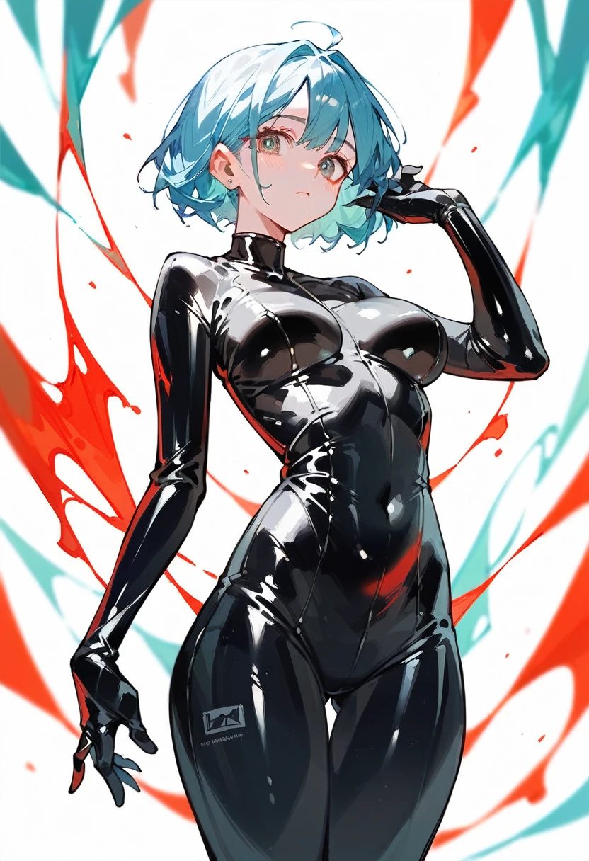 nsfw, (close-up:0.5), thighs, solo, parted lips, outdoors, short hair, looking at viewer, blush, 1girl, (masterpiece, high quality), multicolored hair, two-toned hair, blue eyes, lying , from above, <lora:badgirl-test-lora-wdvae:0.4>, (mature female:0.5), bad-girl, <lora:OutfitGreenHeartBlack:1>, outfit-blackgh, <lyco:servbotstyle-07:0.5>