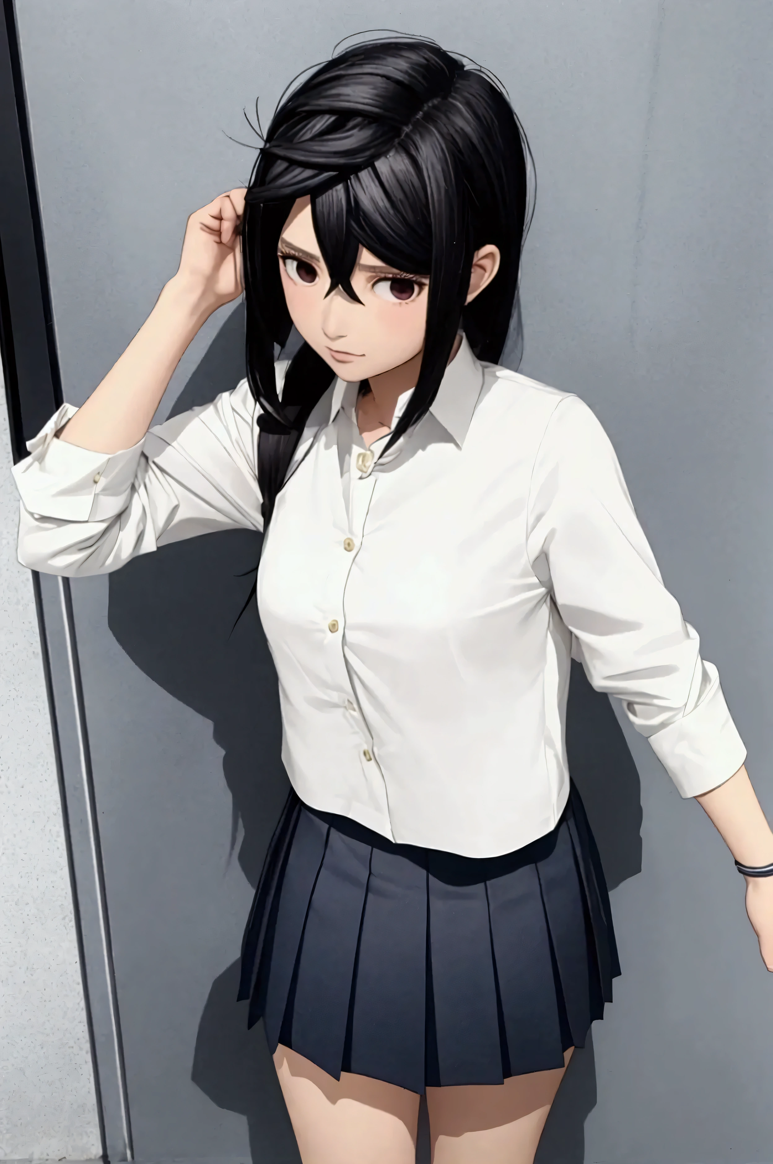 Momo Ayase,High school girl, white shirt, tiny pleated skirt