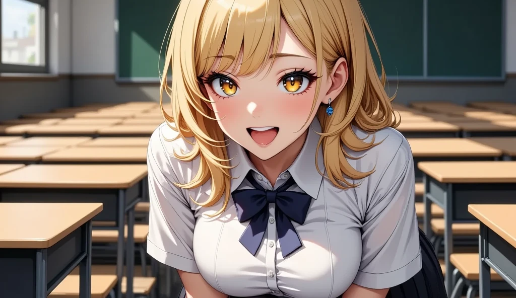 best quality,ultra-detailed,high resolution,extremely detailed CG,perfect anatomy,detailed,cinematic lighting,beautiful detailed eyes,ultra high res,pov,1girl,MILF,milf,gleaming skin,oil skin,large breasts,wide hips,skindantation,sweat,humid,clothed,curvy, (night:1.1),(moody lighting:1.3),(classroom:1.5),blue red pink white,dashed eyes,sheer bra,(seductive smile:1.8),(sweat:1.2),(open mouth:1.3),blonde,(serafuku:1.3),skirt,nsfw,sitting desk,pov,(tongue out:1.7),(saliva trail:1.4),(drooling:1.4),look up,(handjob gesture:1.4)