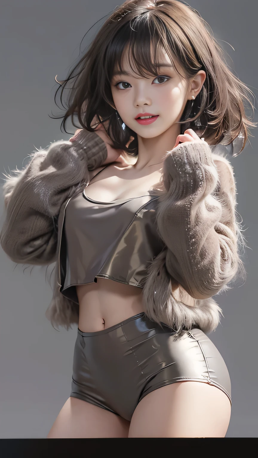 ((full body:1.2)),1girl, extremely detailed face, beautiful detailed eyes, beautiful detailed lips, ((smile, Smiling, showing white teeth:1.5)), neon atmosphere, low lighting, bright background, hyperrealistic, high quality, portrait, masterpiece, ((blunt bangs:1.2)),(best quality,4k,8k,highres,masterpiece:1.2),ultra-detailed,(realistic,photorealistic,photo-realistic:1.37),((A large quantity of drooling:1.5)), BREAK ,A beautiful seductive woman, ((wearing black very fluffy fur outfit:1.6)),((with cat ears)), ((underboob:1.4)),((Hide your nipples)), ((standing:1.5)), ((black blunt bob cut hair:1.2)),((Lace panties:1.4)), ((full body, long shot)), high contrast lighting, dramatic shadows, hyper-realistic, photorealistic, 8k, masterpiece, cinematic, dramatic lighting, chiaroscuro, dramatic pose, intense gaze, alluring expression, (best quality,4k,8k,highres,masterpiece:1.2),ultra-detailed,(realistic,photorealistic,photo-realistic:1.37), 