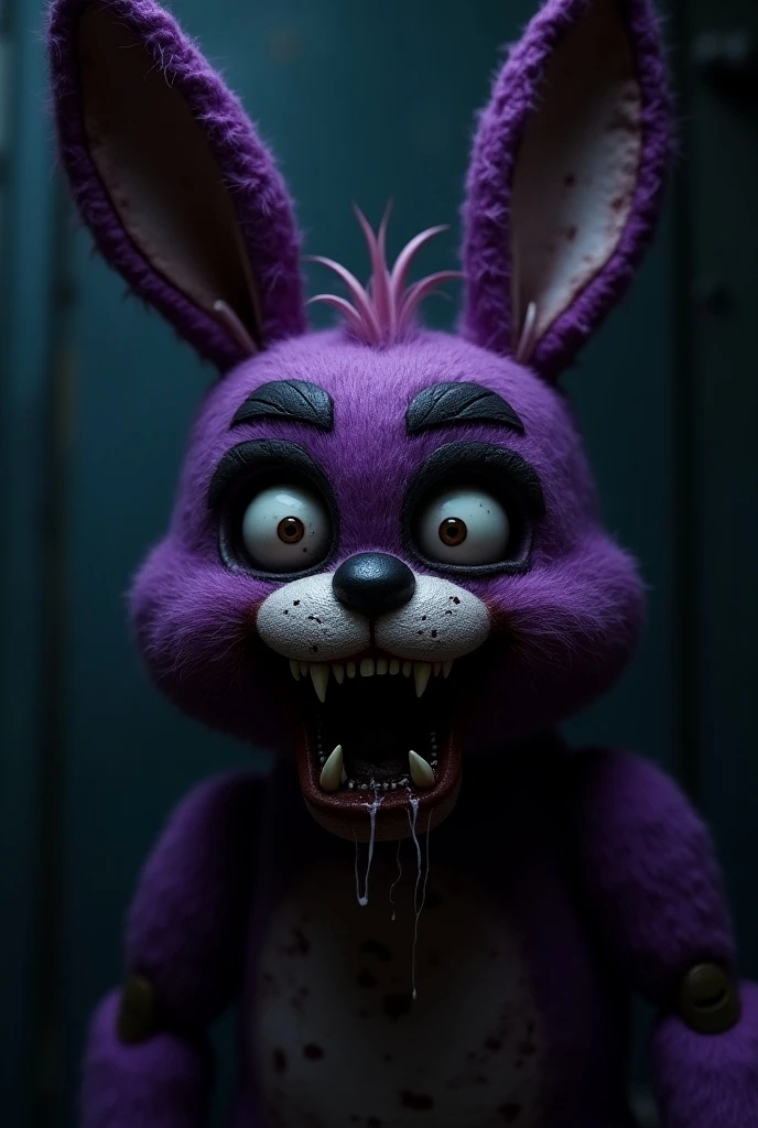 Put Bonnie from Five Nights at Freddy's all weird, funny, really stupid and with blood in his mouth.