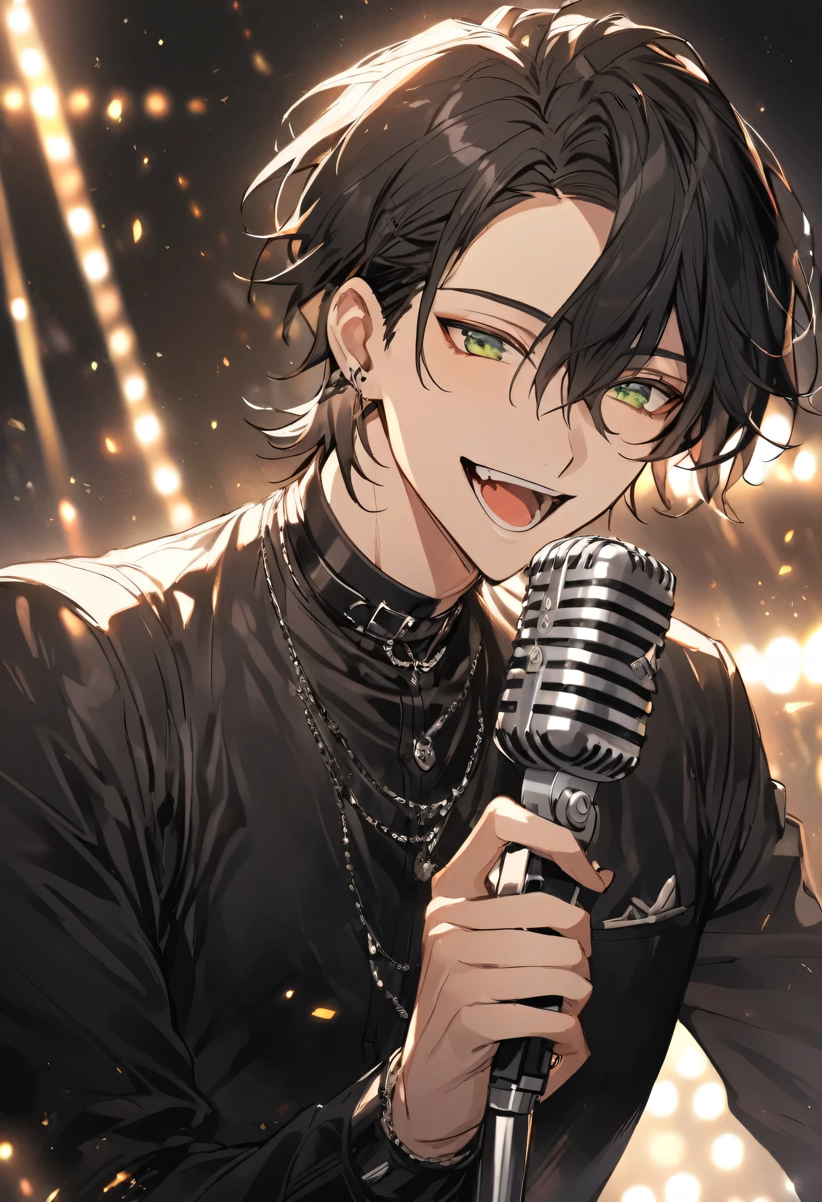 Portrait Shot、Villain、modern、night、Apartment room、He has a bad appearance、Lean and muscular、Short cropped hair、Gold and black hair、A mean smile、White shirt、