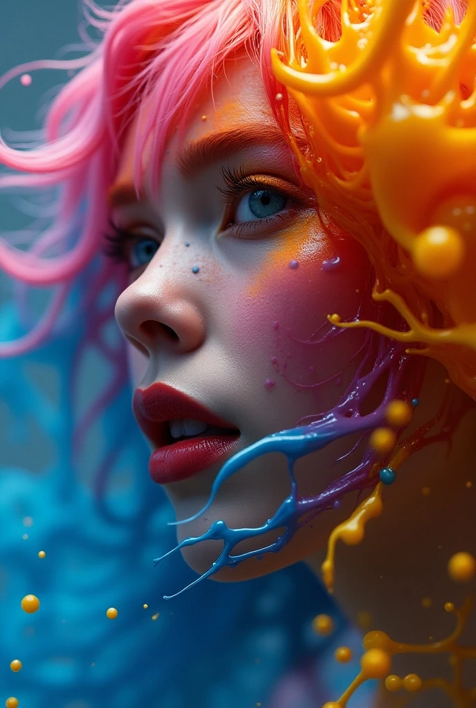 8k, RAW photo, realistic, photo-realistic, hyper-realistic, highest quality, best quality, masterpiece, highly detailed, absurdres,
masterpiece, best quality, (extremely detailed CG unity 8k wallpaper, masterpiece, best quality, ultra-detailed, best shadow), (detailed background), (beautiful detailed face, beautiful detailed eyes), High contrast, (best illumination), 1girl, Australian, multicoloured hair, beautiful, ((colourful paint splashes on transparent background, dulux)), ((caustic)), dynamic angle,beautiful detailed glow,full body, cowboy shot,