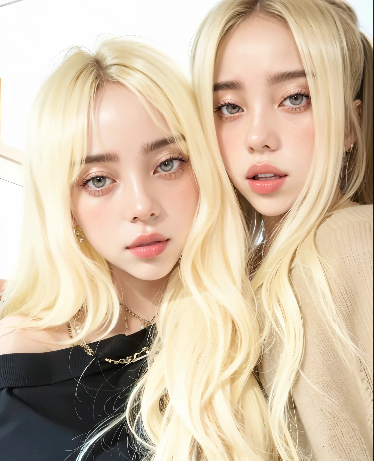 blonde woman with long hair and piercings posing for a photo, with white long hair, with long white hair, perfect white haired girl, ava max, tifa lockhart with white hair, pale porcelain white skin, anime girl in real life,  with white hair, extremely light blonde hair, very light blonde hair, with long blonde hair, her hair is white