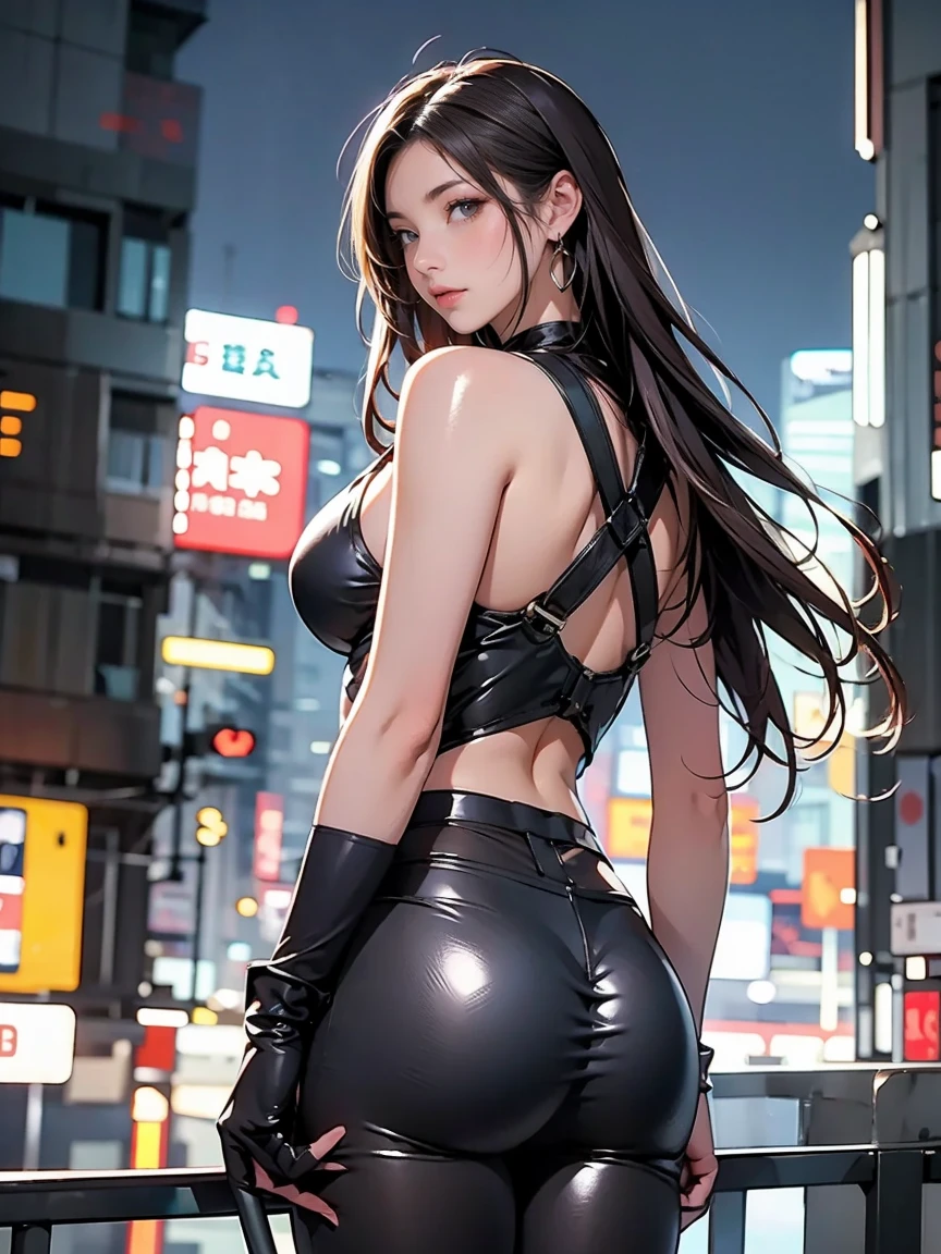 (1girl),(boltedonbutt:1.4),(wide_hips,huge_ass,standing:1.3),(pretty_Face,pretty_eyes,narrow_waist,smiling:1.3),looking_at_viewer,long_ponytail,(night,city,skyline,street),rim_light, Nsfw, porn, naked