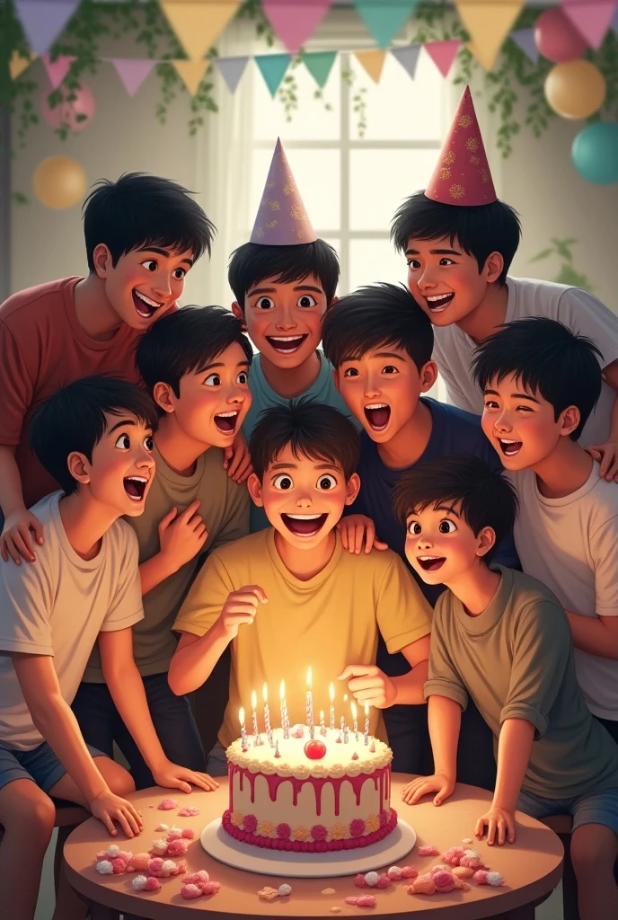 Poor boys celebrating birthday 
