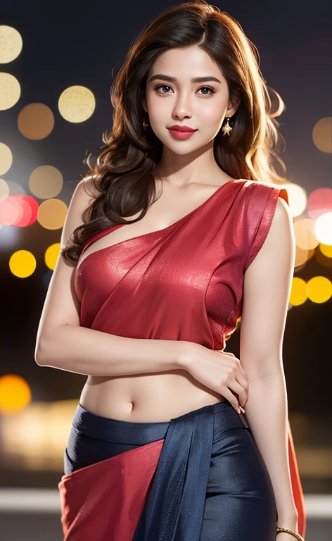 1girl, (looking at viewer),  (bokeh:1.1), closed mouth,light smile, realistic, meditation,starry sky,night, saree, girl hugged by a man,
pencil skirt, skyline,
best quality, (photorealistic:1.4), ultra highres, Chingmy YauV2